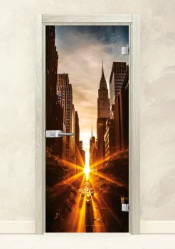 Стъклена интериорна врата Print 13-18 Избелен Дъб