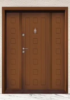 Двукрила входна врата Т-712 цвят Златен Дъб