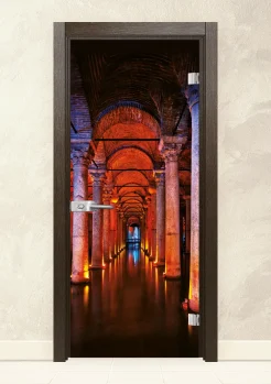 Стъклена интериорна врата Print 13-13 Златен Кестен