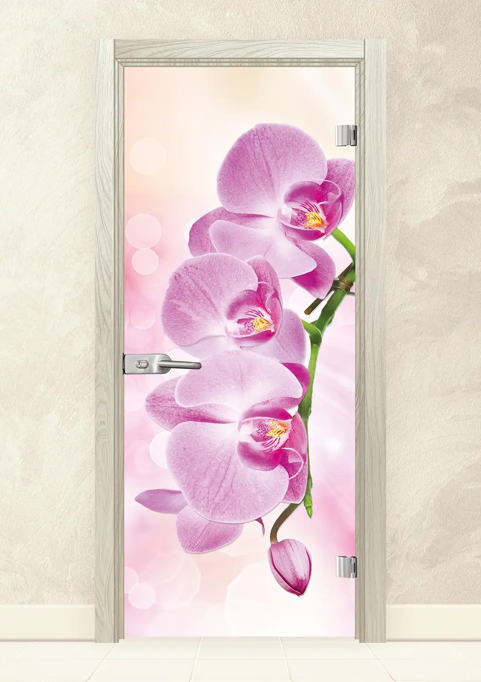 staklena-vrata-print-13-3-pink-izbelen-dab Стъклена интериорна врата Print 13-3 Pink Избелен Дъб